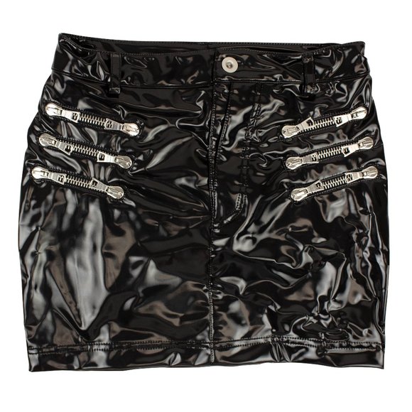 NEW UNRAVEL PROJECT Faux Leather Zipper Mini-Skirt Size M $1015